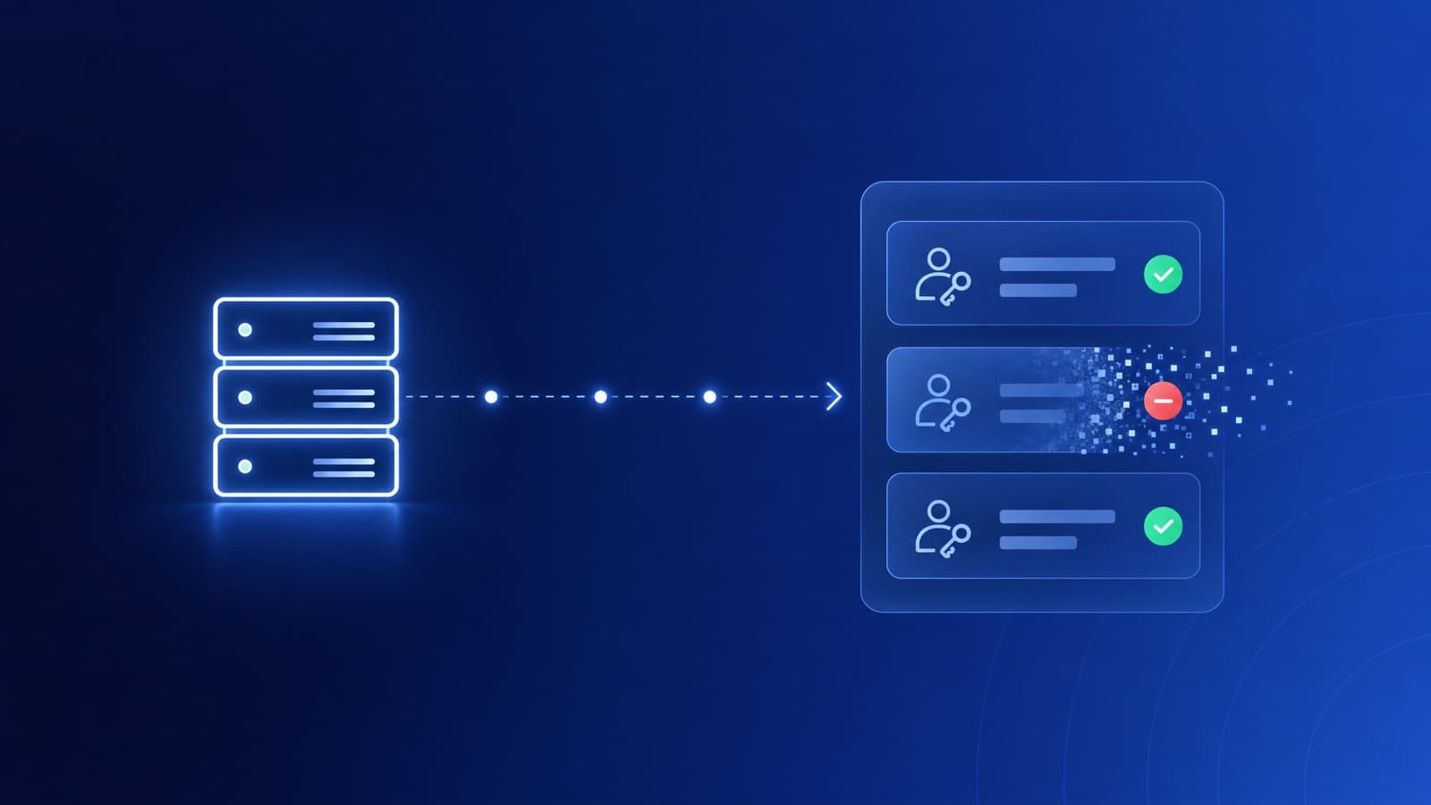 A server sends a signal to a password manager, which removes one of three passkeys
